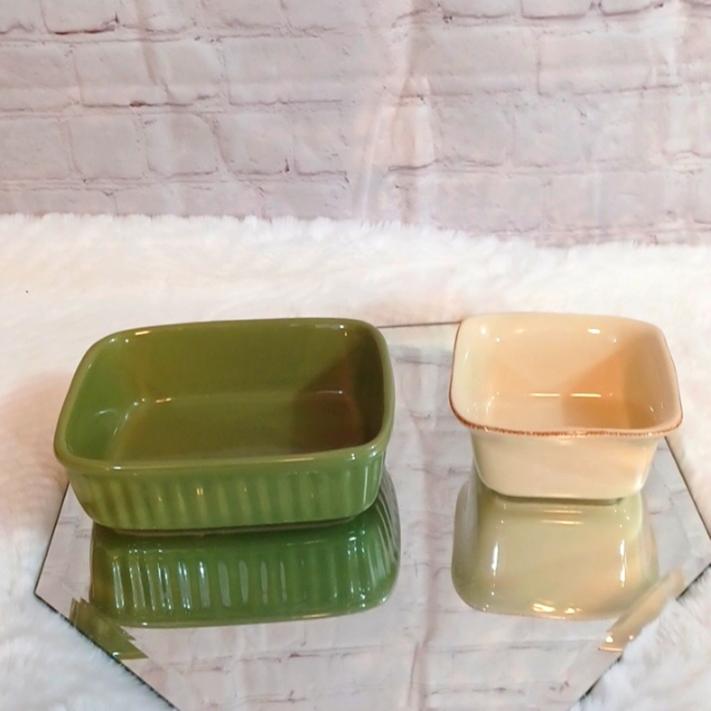 Baking‎ Dishes Vintage 2 Green Tan